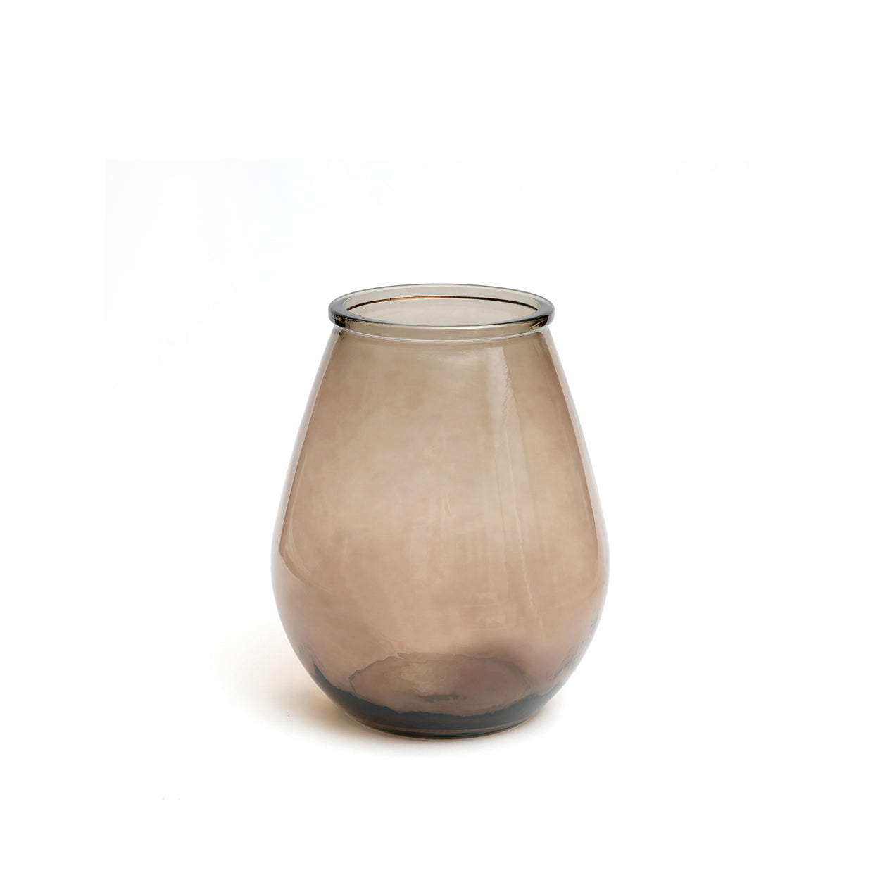 Vase Qiezi en verre recyclé beige fumé 23 cm