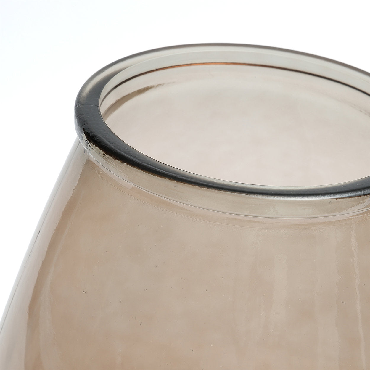 Vase Qiezi en verre recyclé beige fumé 35 cm, vue 3