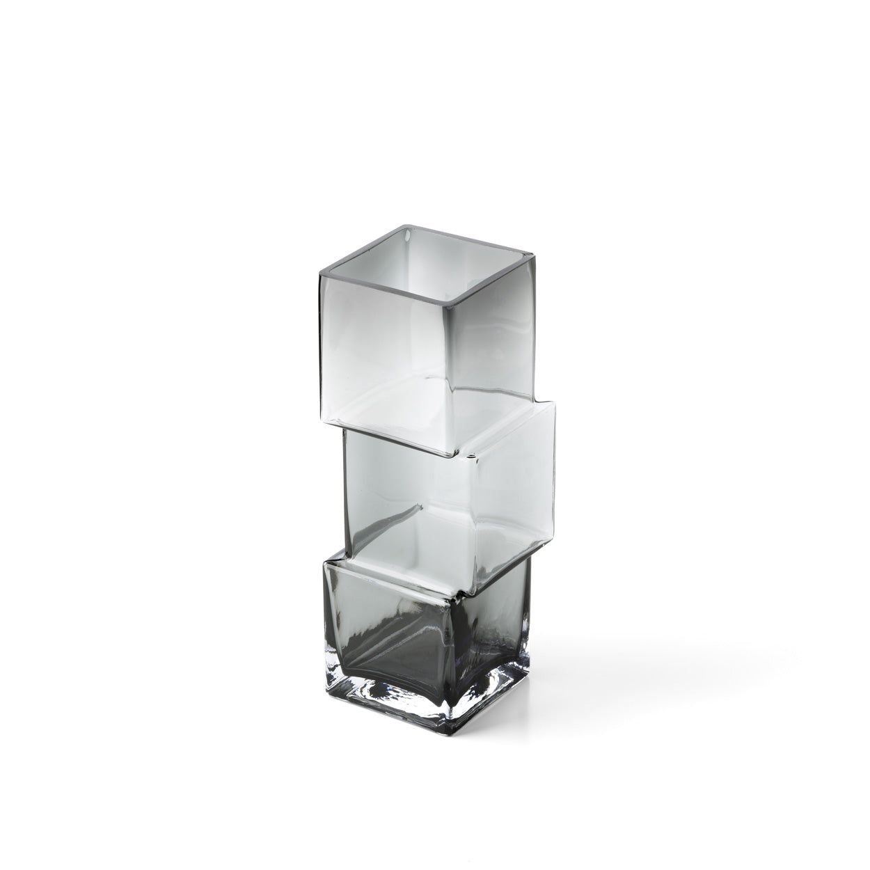 Vase Rummikub en verre recyclé gris fumé 27 cm en situation