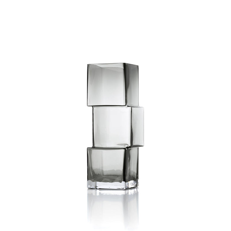 Dimensions Vase Rummikub en verre recyclé gris fumé 27 cm