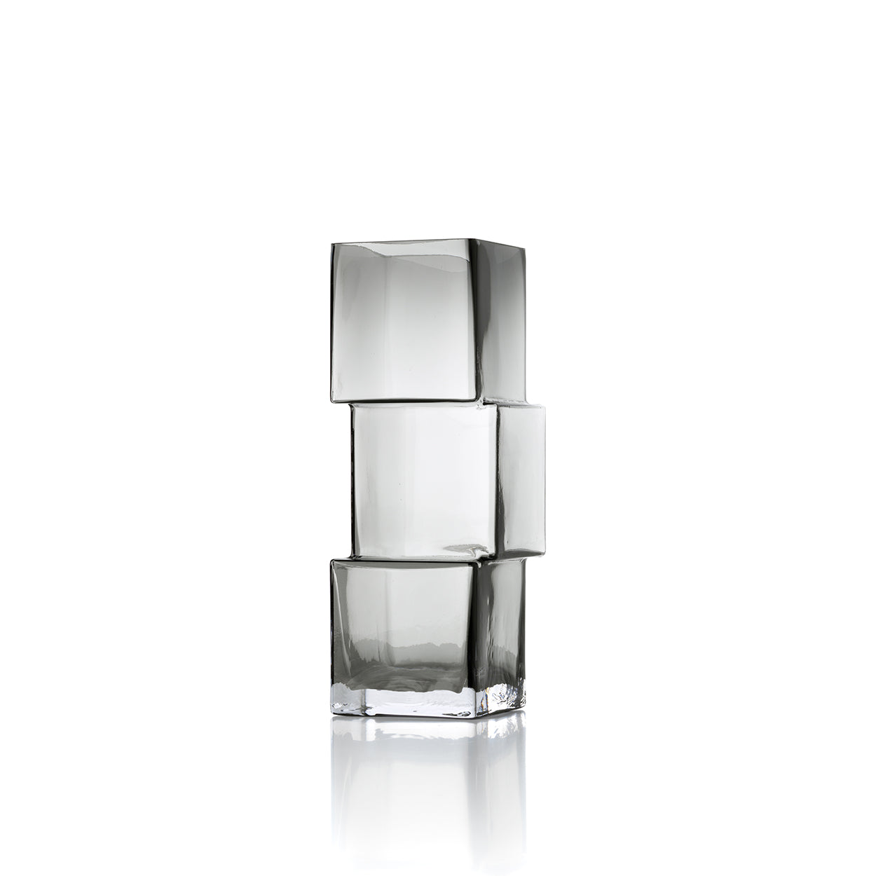 Vase Rummikub en verre recyclé gris fumé 27 cm