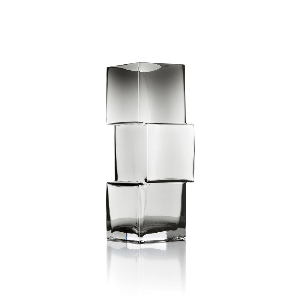 Vase Rummikub en verre recyclé gris fumé 30 cm