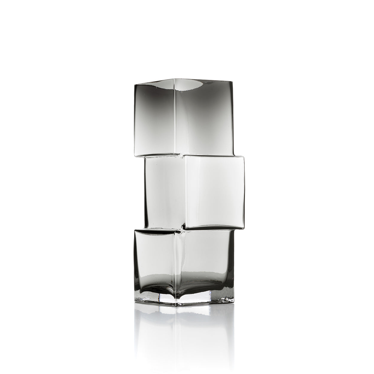 Vase Rummikub en verre recyclé gris fumé 30 cm