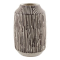 Vase strié céramique brun et blanc