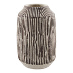 Vase strié céramique brun et blanc