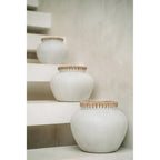 Vase Styly en terre cuite écrue et raphia 25 cm, vue 5