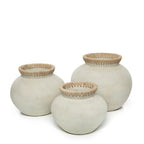 Vase Styly en terre cuite écrue et raphia 25 cm, vue 6