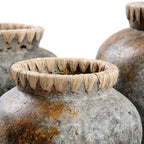 Vase Styly en terre cuite grise et raphia 22 cm, vue 4