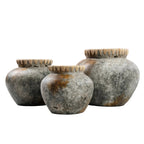 Vase Styly en terre cuite grise et raphia 22 cm, vue 5
