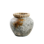 Vase Styly en terre cuite grise et raphia 22 cm