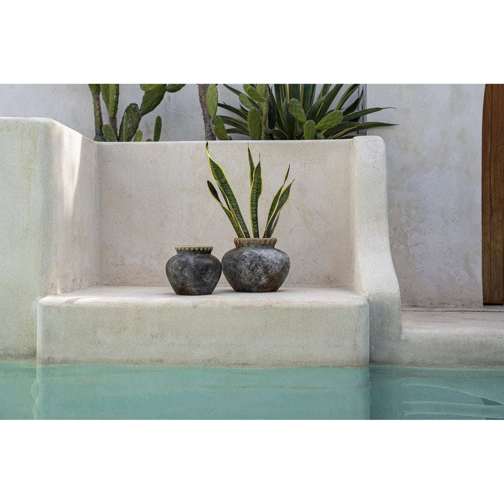 Vase Styly en terre cuite grise et raphia 29 cm, vue 3