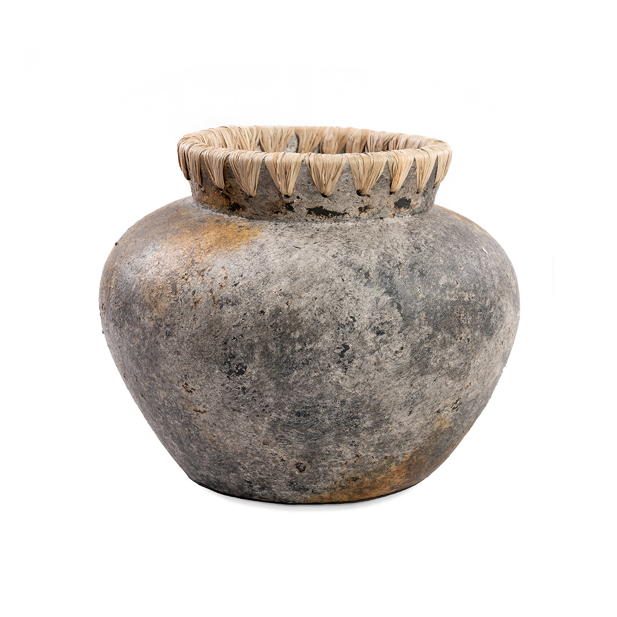 Vase Styly en terre cuite grise et raphia 29 cm