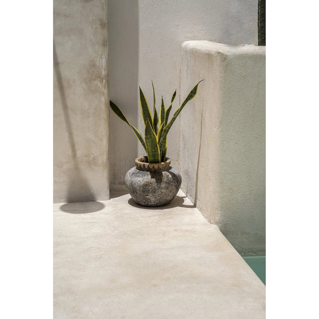 Vase Styly en terre cuite grise et raphia 33 cm, vue 4