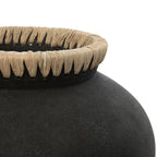 Vase Styly en terre cuite noire et raphia 25 cm, vue 8