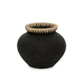 Vase Styly en terre cuite noire et raphia 29 cm