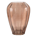 Vase en verre brun fumé côtelé silhouette ovoïde Ø22x29 cm vue de face fond blanc