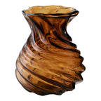 Vase verre soufflé bouche ambré tourbillonné Ø16x18,5 cm forme organique vue trois quarts