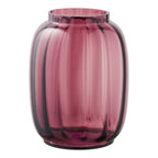 Vase verre soufflé bouche rouge châtaigne corps côtelé ovoïde Ø17 H21 cm vue de face