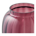 Vase verre soufflé rouge châtaigne détail col resserré bord festonné reflets rubis