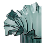 Vase verre soufflé vert pétrole détail plis latéraux volants froissés reflets émeraude