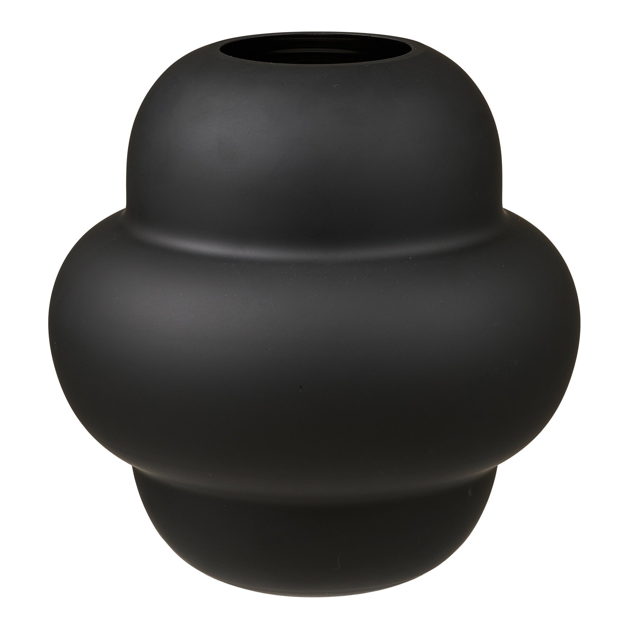 Vase verre soufflé bouche noir mat triple sphère Ø21x20 cm fond blanc