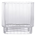 Vase verre transparent strié rectangulaire 20x9x19,5 cm socle structuré vue de face