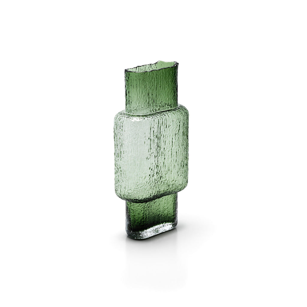 Vase Vintage Vert en verre recyclé texturé 34 cm en situation