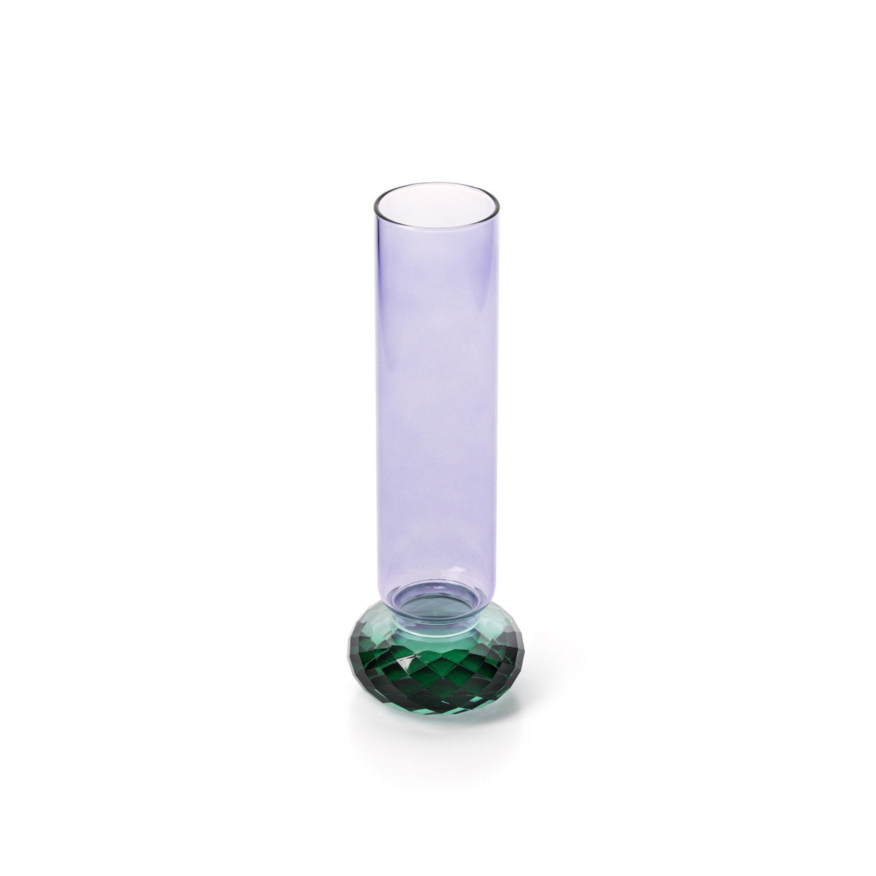 Vase Violet Quartz en verre violet et vert 19 cm en situation