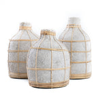 Vase Whoopy en terre cuite écrue et rotin 23 cm, vue 7