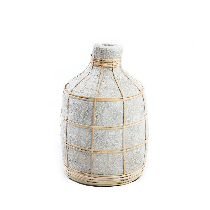 Dimensions Vase Whoopy en terre cuite écrue et rotin 23 cm