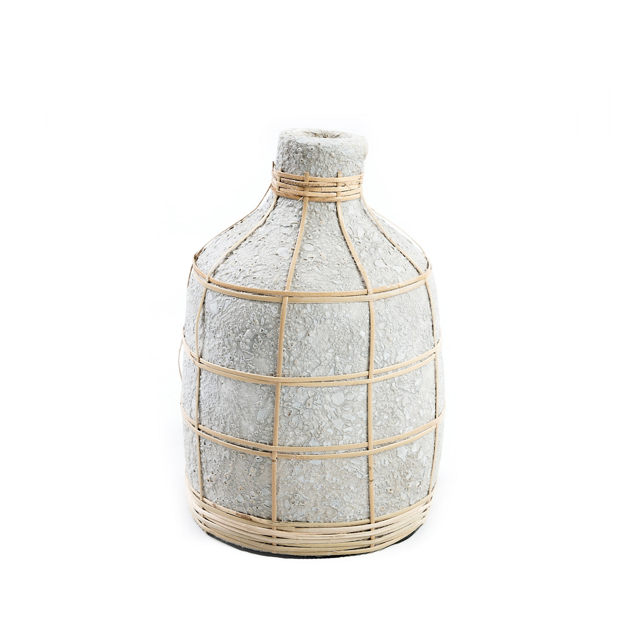 Vase Whoopy en terre cuite écrue et rotin 23 cm