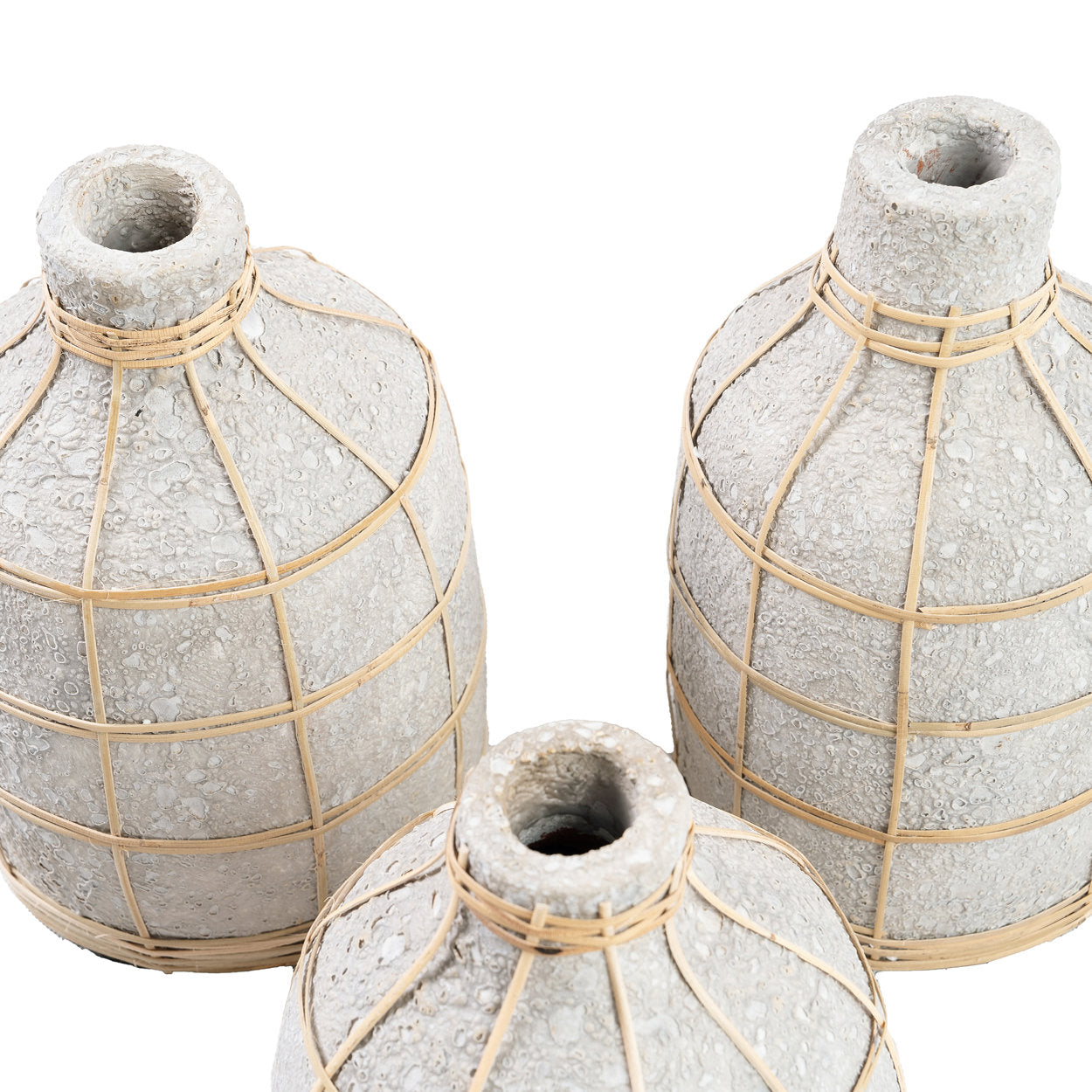 Vase Whoopy en terre cuite écrue et rotin 24 cm, vue 8