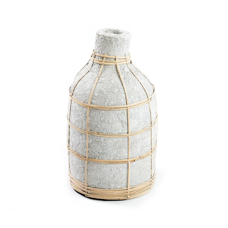 Dimensions Vase Whoopy en terre cuite écrue et rotin 24 cm