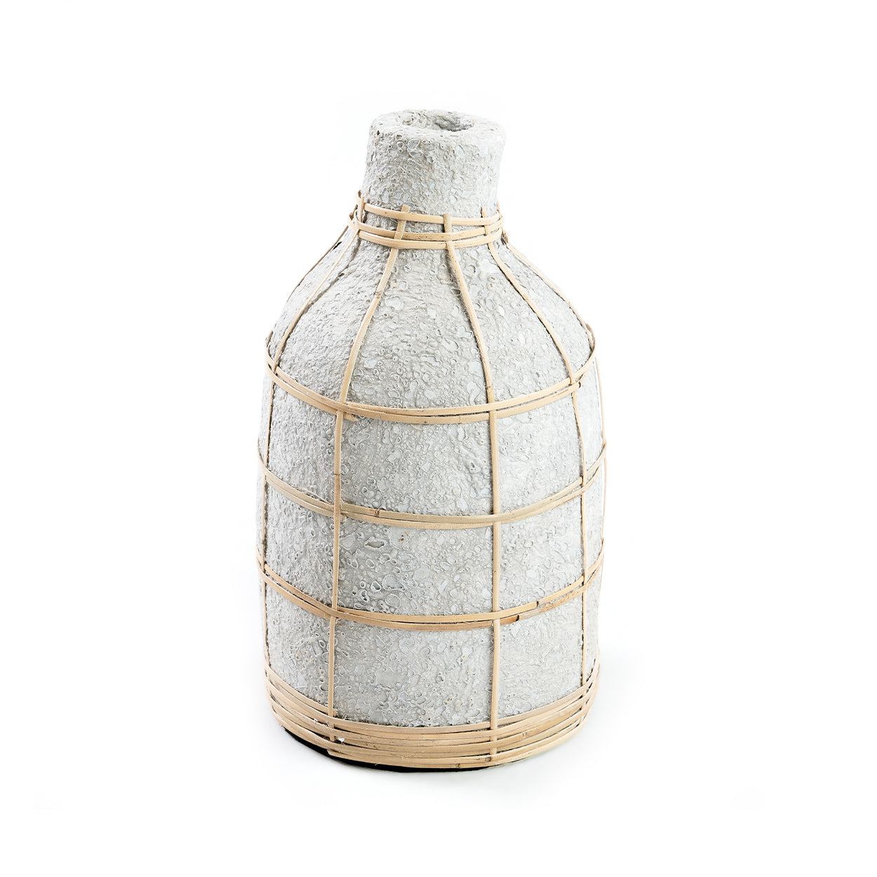 Vase Whoopy en terre cuite écrue et rotin 24 cm