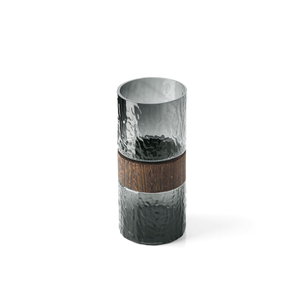 Vase Wood You Be Mine en verre et bois 24 cm en situation