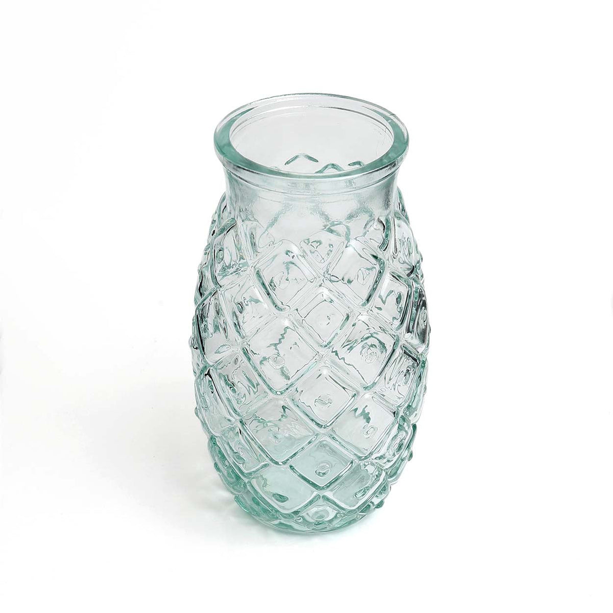 Verre ananas H 17 cm vu en plongée sur son col lisse et son buvant roulé