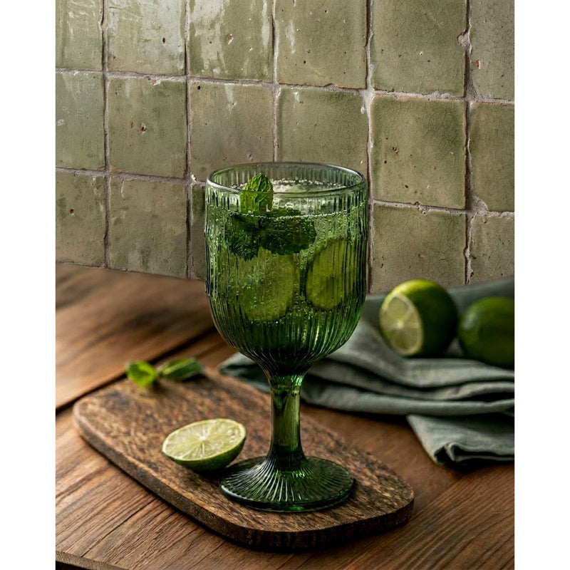 Dimensions Copa de vino nervada de vidrio verde musgo 30 cl