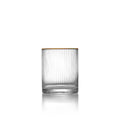 Verre bas cannelé transparent à liseré doré vu de face