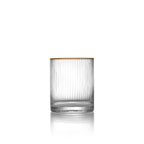 Verre bas cannelé transparent à liseré doré vu de face