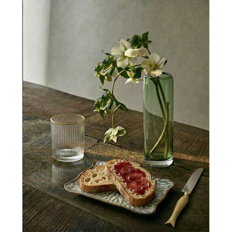 Dimensions Verre bas cannelé à liseré doré 10 cm