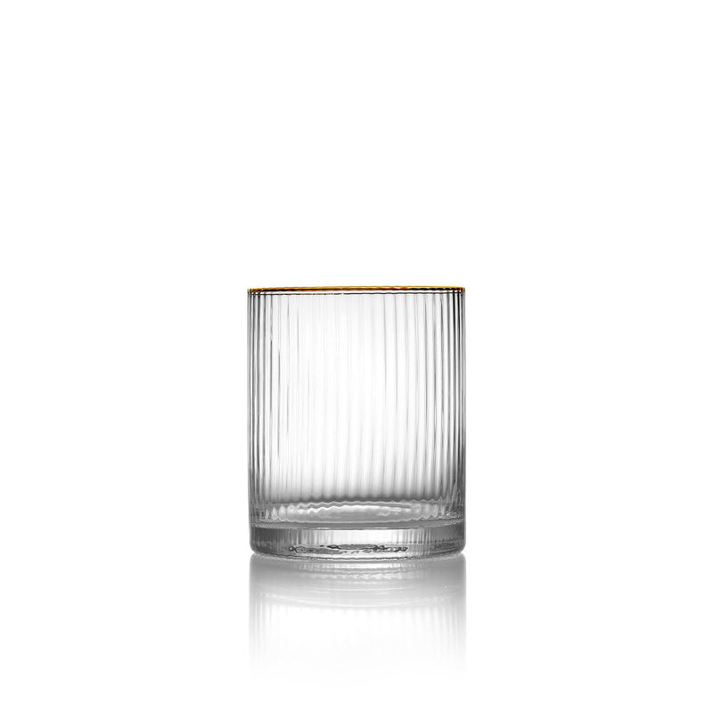 Dimensions Verre bas cannelé à liseré doré 10 cm