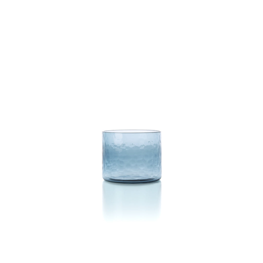 Verre bas martelé en verre bleu