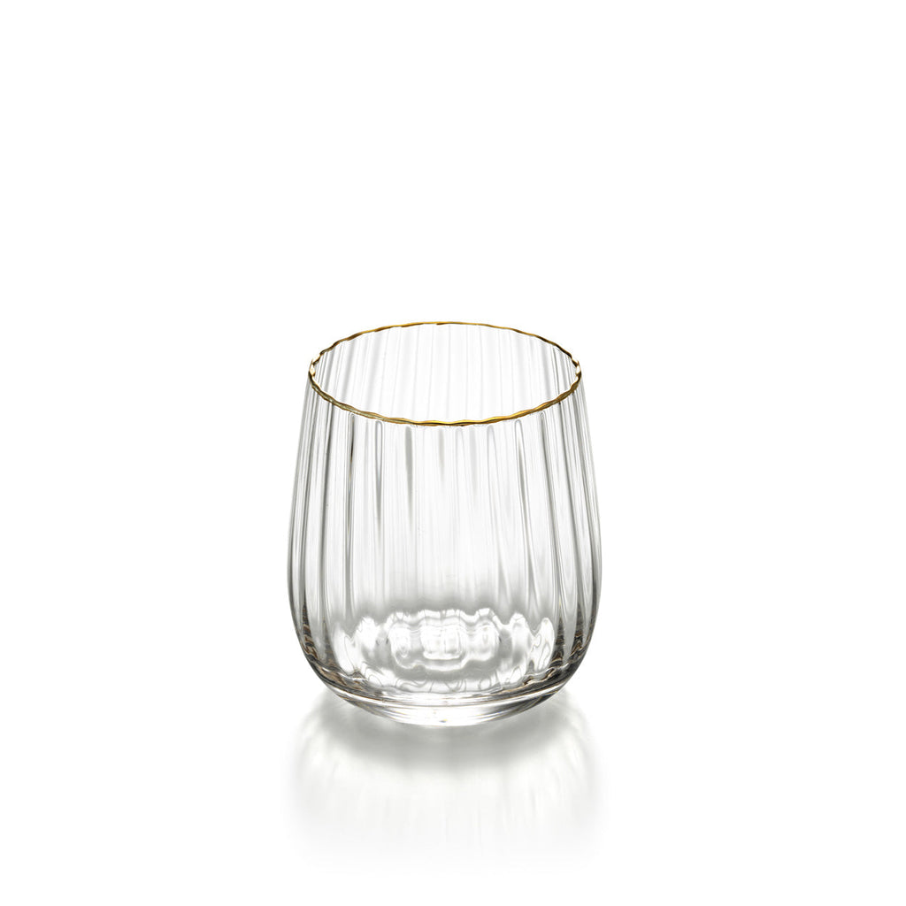 Verre à eau côtelé à liseré doré 10 cm en situation