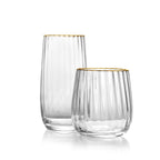 Verre à eau côtelé à liseré doré 10 cm, vue 3