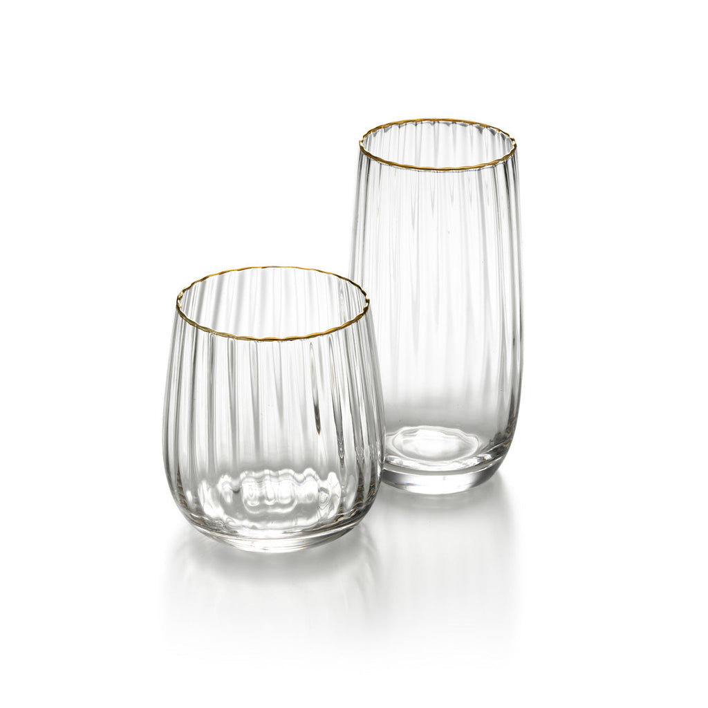 Verre à eau côtelé à liseré doré 10 cm, vue 4