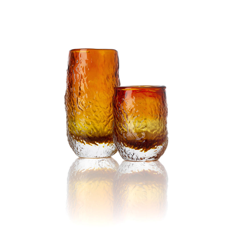 Dimensions Verre highball ambré dégradé à paroi froissée 16,5 cm