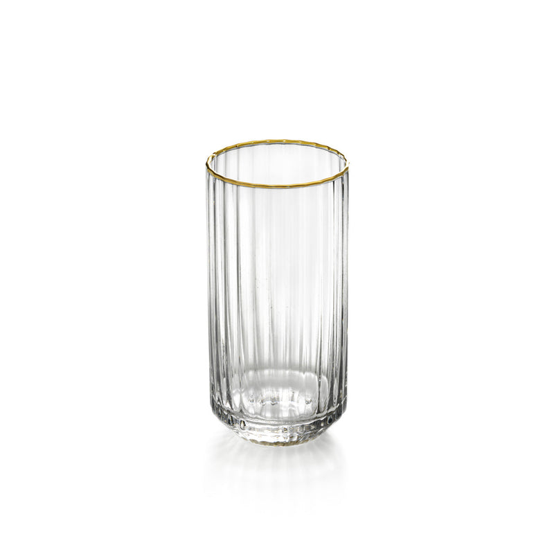 Dimensions Verre highball cannelé à liseré doré 14 cm
