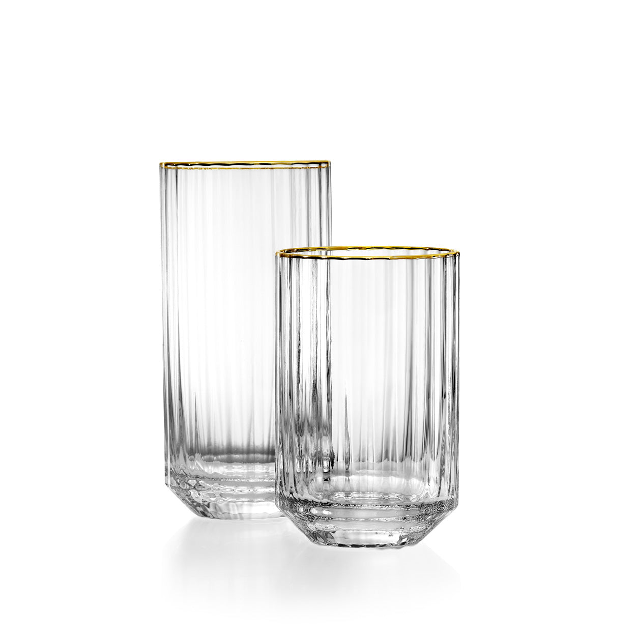 Verre highball cannelé à liseré doré 14 cm, vue 3