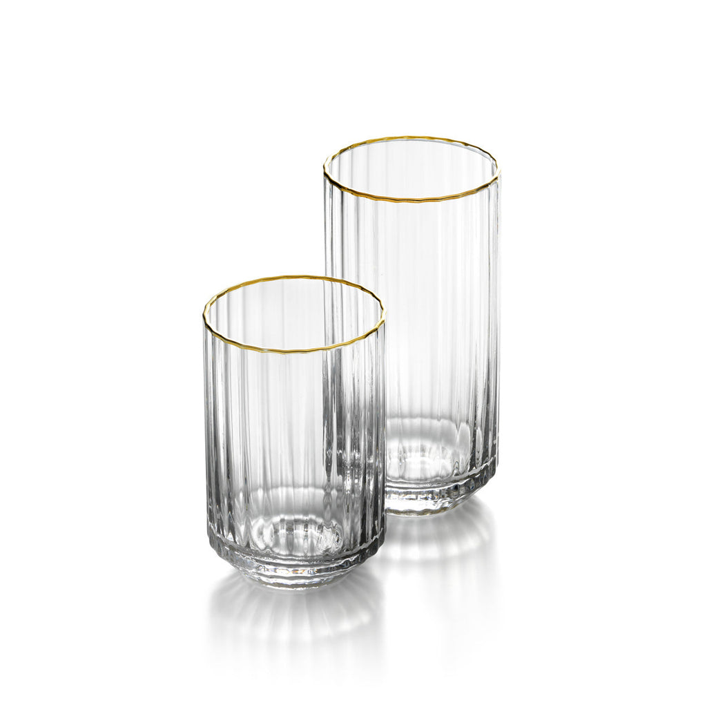 Verre highball cannelé à liseré doré 14 cm, vue 4