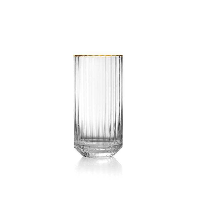 Dimensions Verre highball cannelé à liseré doré 14 cm